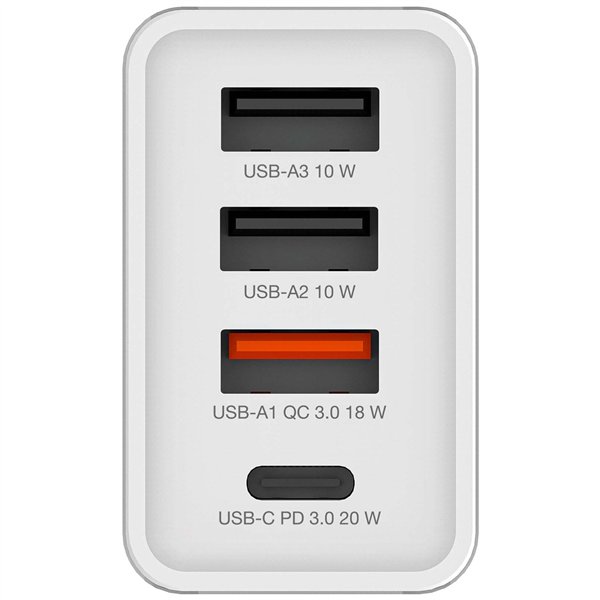 Verbatim USB caricabatt.par. 30W 1xUSB-C PD 3xUSB-A bianco 49701
