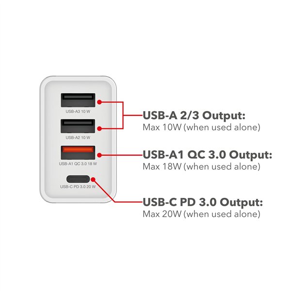 Verbatim USB caricabatt.par. 30W 1xUSB-C PD 3xUSB-A bianco 49701