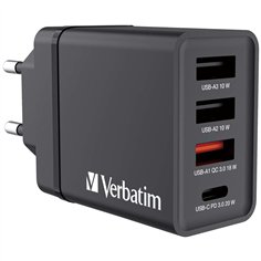 Verbatim USB caricabatt. par.30W 1xUSB-C PD 3xUSB-A nero 49700