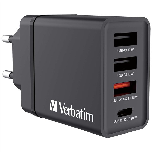 Verbatim USB caricabatt. par.30W 1xUSB-C PD 3xUSB-A nero 49700