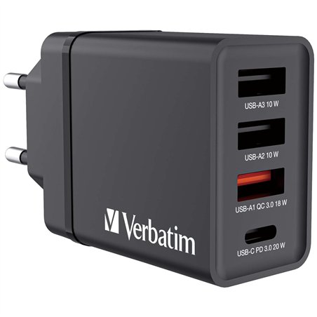 Verbatim USB caricabatt. par.30W 1xUSB-C PD 3xUSB-A nero 49700