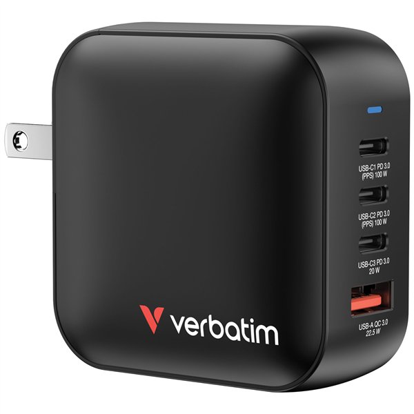 Verbatim Mini GaN caricab. 100W 3xUSB-C PD, 1xUSB-A QC 3.0 32231