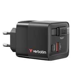 Verbatim Gan caricab.65W 2xUSB-C PD,1xUSB-A, cavo retratt. 32217