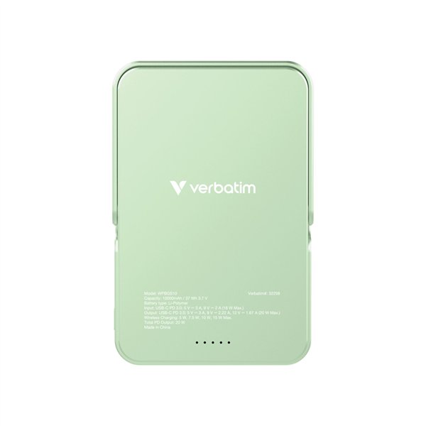 Verbatim Power Bank con supporto mag.wireless 10000mA verde 32259
