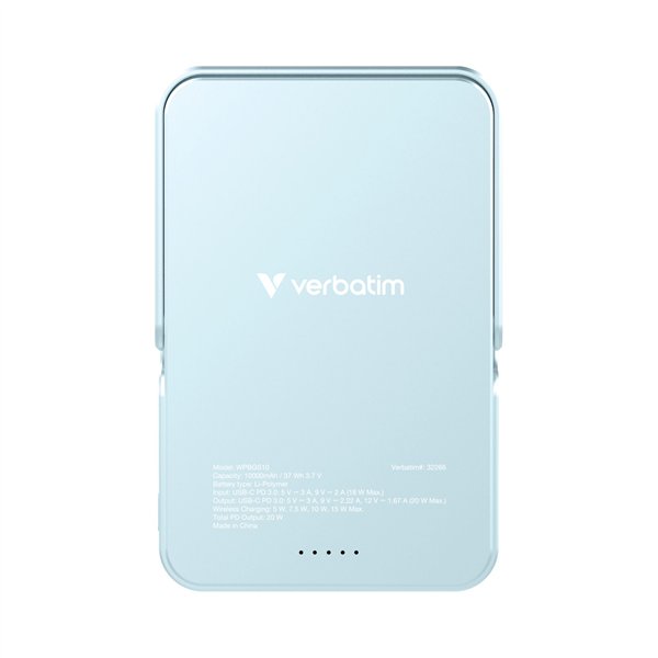 Verbatim Power Bank con supporto mag.wireless 10000mA blu 32266