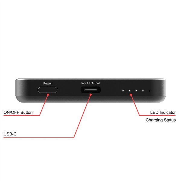 Verbatim Essential Power Bank magn.wirel. 5000mAh nero 32225