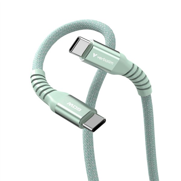 Verbatim Sync&Charge 60W 120cm USB-C/USB-C Magnetic verde 31864