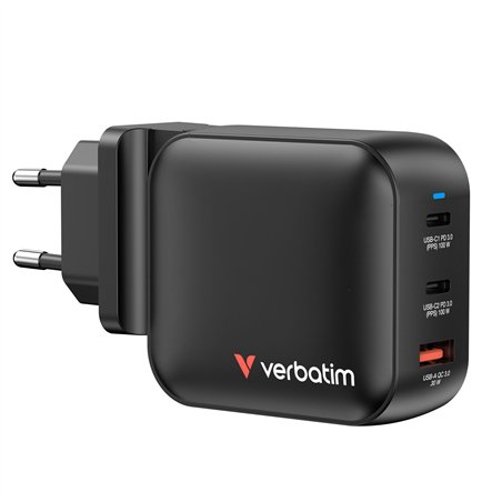 Verbatim Mini GaN caricab. 100W 3Port US/EU/UK ADP         32230