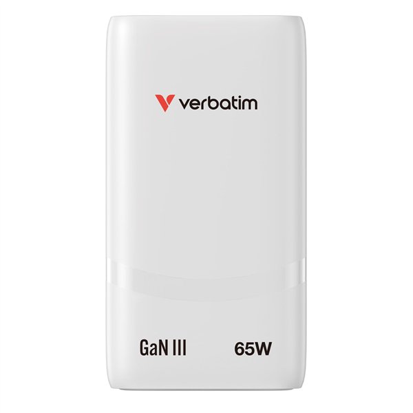 Verbatim Fold n Go GaN Charger 65W 2xUSB C weiß klappb.St.32355