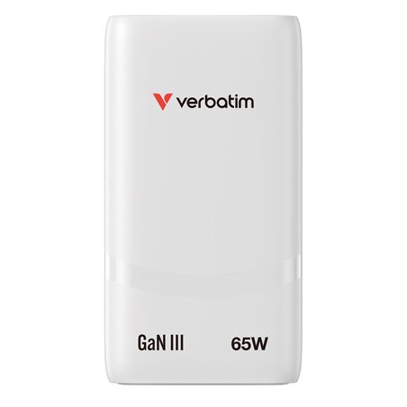Verbatim Fold n Go GaN Charger 65W 2xUSB C weiß klappb.St.32355