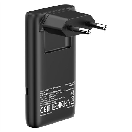 Verbatim Fold n Go GaN Charger 65W 2xUSB C schw.klappb.St.32354