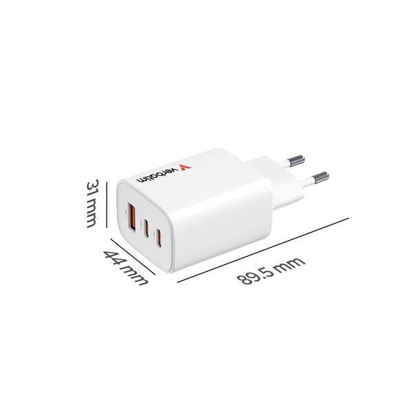 Verbatim Essentials GaN Charger 65W 2xUSB-C/1xUSB-A weiß   32353