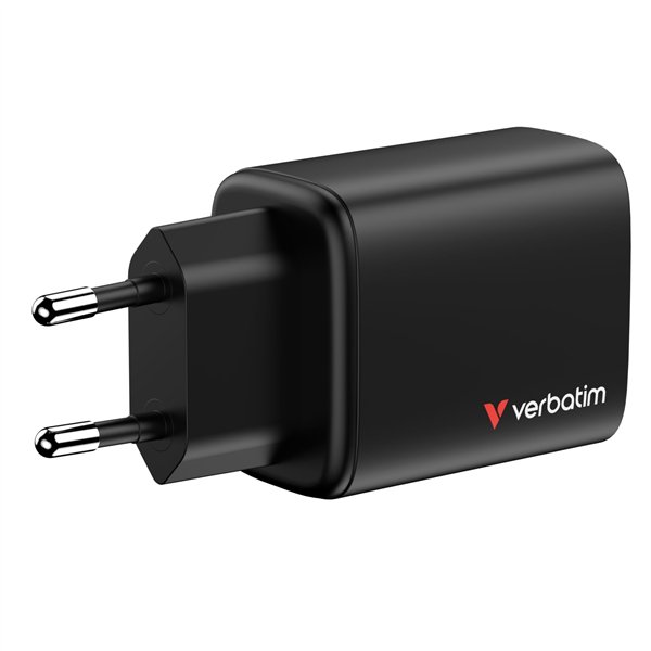 Verbatim Essentials GaN Charger 65W 2xUSB-C/1xUSB-A schwa. 32352