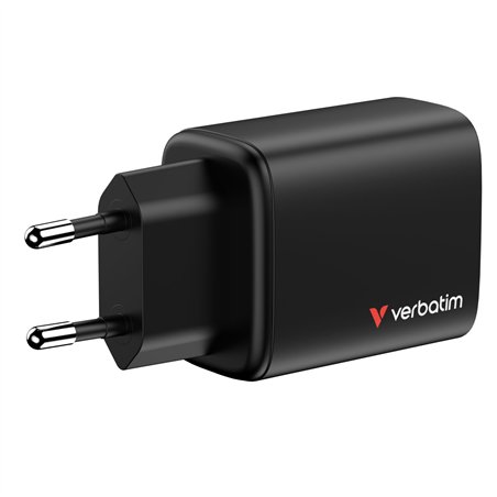 Verbatim Essentials GaN Charger 65W 2xUSB-C/1xUSB-A schwa. 32352