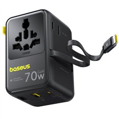 Baseus EnerCore CG11 Charger Retractable 2AC+2U + 70W Black