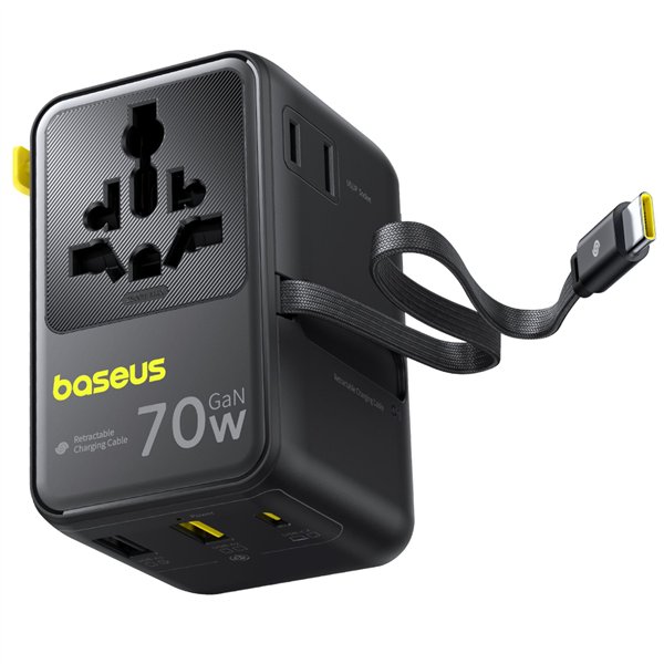 Baseus EnerCore CG11 Charger Retractable 2AC+2U + 70W Black
