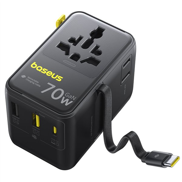 Baseus EnerCore CG11 Charger Retractable 2AC+2U + 70W Black