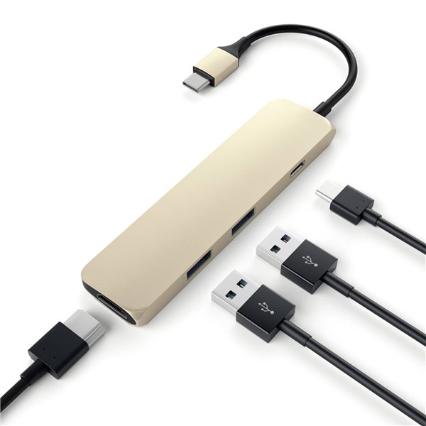 Satechi Type-C USB Passthrough HDMI Hub oro