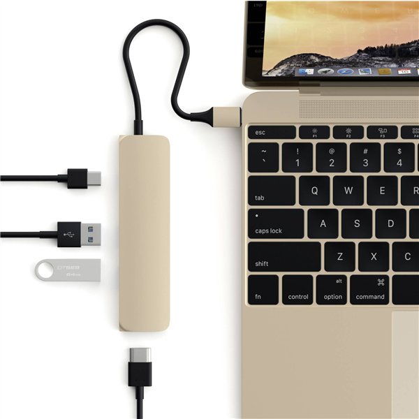 Satechi Type-C USB Passthrough HDMI Hub oro