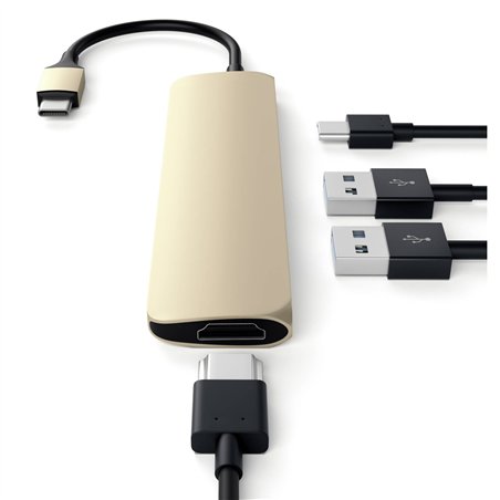 Satechi Type-C USB Passthrough HDMI Hub oro