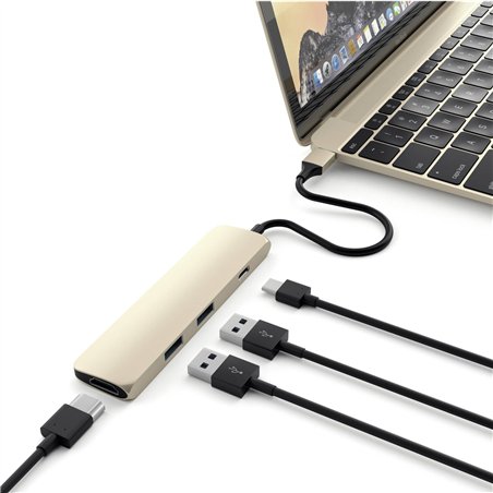 Satechi Type-C USB Passthrough HDMI Hub oro