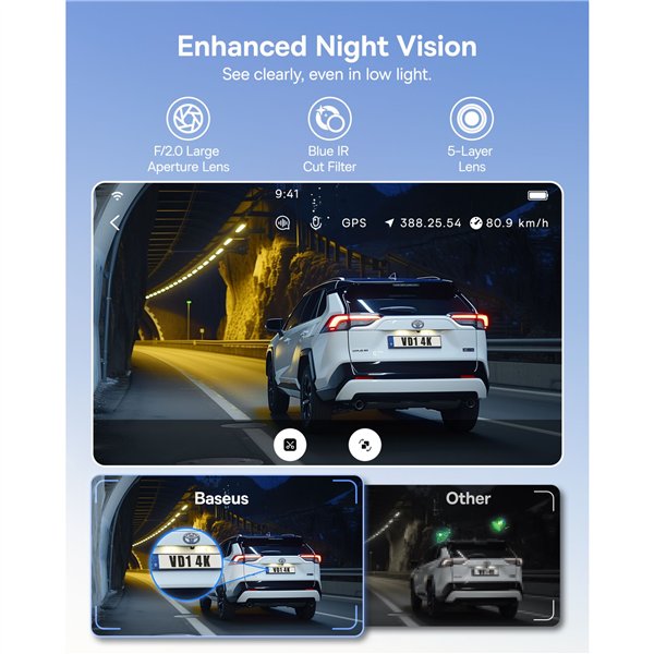 Baseus PrimeTrip VD1 Pro Dash Cam 4K Super Capacity Black