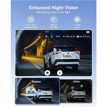 Baseus PrimeTrip VD1 Pro Dash Cam 4K Super Capacity Black