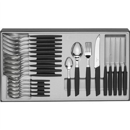 Victorinox Swiss Modern set di posate 24 pz. nero