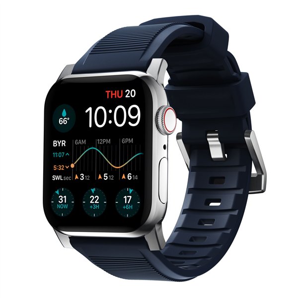 Nomad Rugged Strap Atlantic Blue Connector Silver 42/44/45/49mm