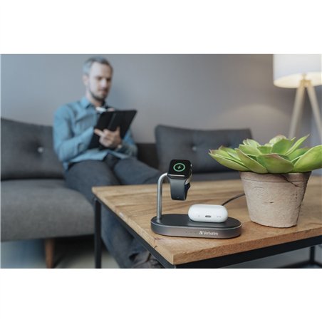 Verbatim WCS-02 alluminio 3-in-1 Qi MFi WiFi+Appel Watch Charger