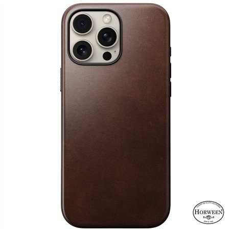 Nomad Modern Leather Case iPhone 16 Pro Max Rustic Brown Horween