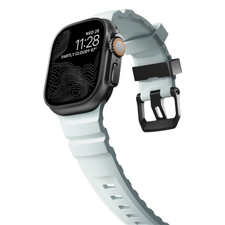 Nomad Rocky Point Band 46/49mm Icy Blue Glow Connector Black