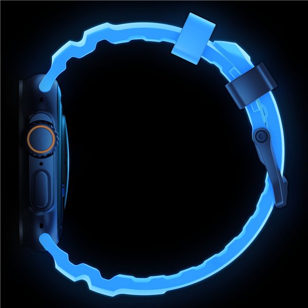 Nomad Rocky Point Band 46/49mm Icy Blue Glow Connector Black