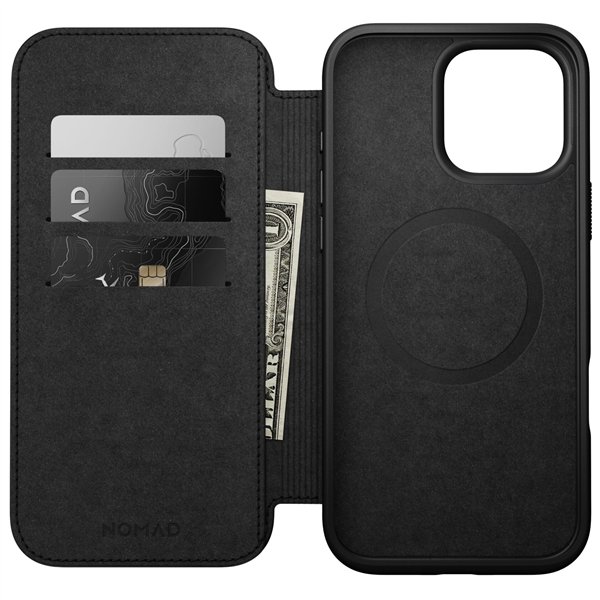 Nomad Modern Leather Folio iPhone 16 Pro Max Black