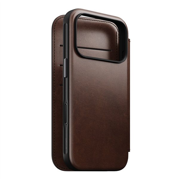 Nomad Modern Leather Folio iPhone 17 Pro Rustic Brown H.