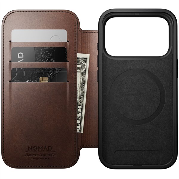 Nomad Modern Leather Folio iPhone 17 Pro Rustic Brown H.