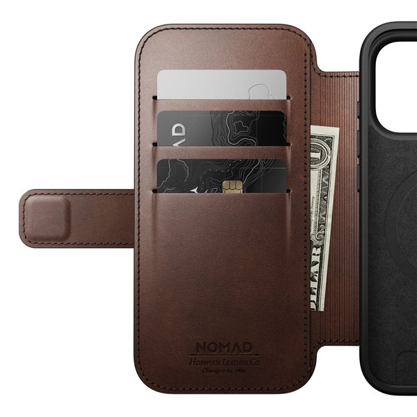 Nomad Modern Leather Folio iPhone 17 Pro Rustic Brown H.