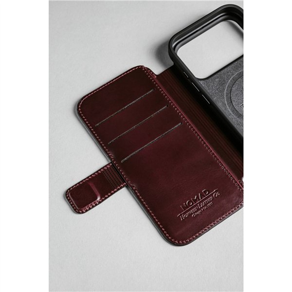 Nomad Modern Leather Folio iPhone 17 Pro Burgundy Horween
