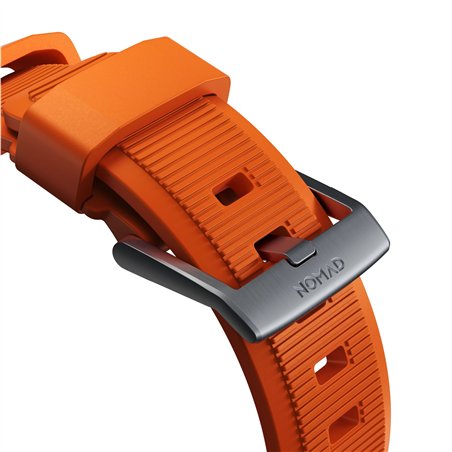 Nomad Rugged Strap Ultra Orange Connector Silver 42/44/45/49mm