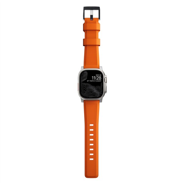 Nomad Rugged Strap Ultra Orange Connector Silver 42/44/45/49mm