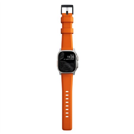 Nomad Rugged Strap Ultra Orange Connector Silver 42/44/45/49mm