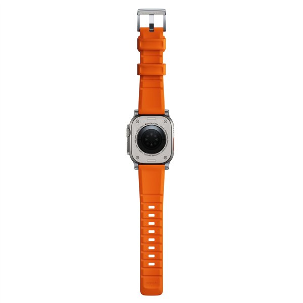 Nomad Rugged Strap Ultra Orange Connector Silver 42/44/45/49mm