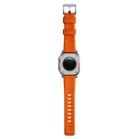 Nomad Rugged Strap Ultra Orange Connector Silver 42/44/45/49mm