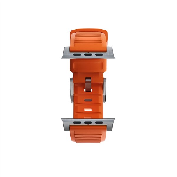 Nomad Rugged Strap Ultra Orange Connector Silver 42/44/45/49mm