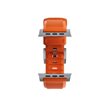 Nomad Rugged Strap Ultra Orange Connector Silver 42/44/45/49mm