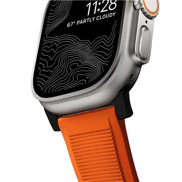 Nomad Rugged Strap Ultra Orange Connector Black 42/44/45/49mm