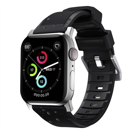 Nomad Rugged Strap Black Connectoor Silver 42/44/45/49mm