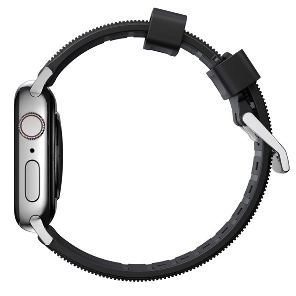 Nomad Rugged Strap Black Connectoor Silver 42/44/45/49mm