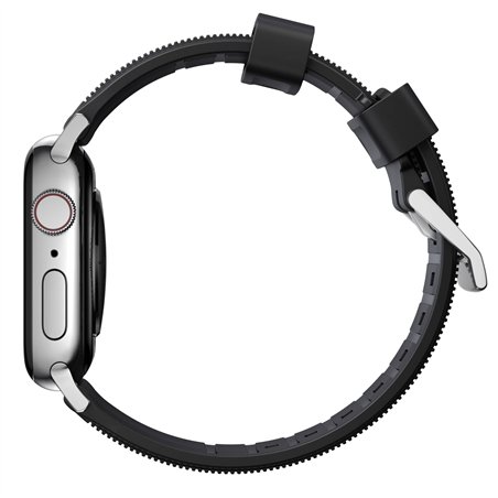 Nomad Rugged Strap Black Connectoor Silver 42/44/45/49mm