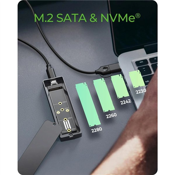 ICY BOX IB-1826MCL-CU31 USB-C M.2 NVMe & SATA SSD Gehäuse RGB